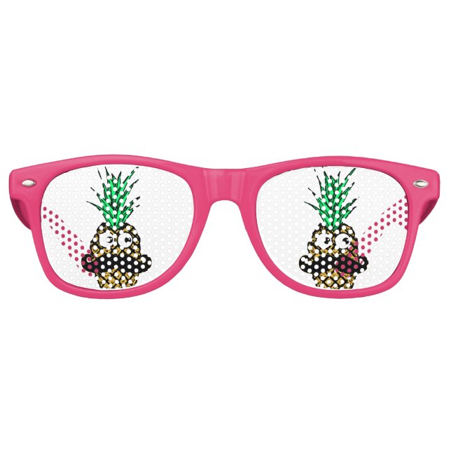 Funny Tropical Pineapple with Googly Eyes Mustache Retro Sunglasses (Front)