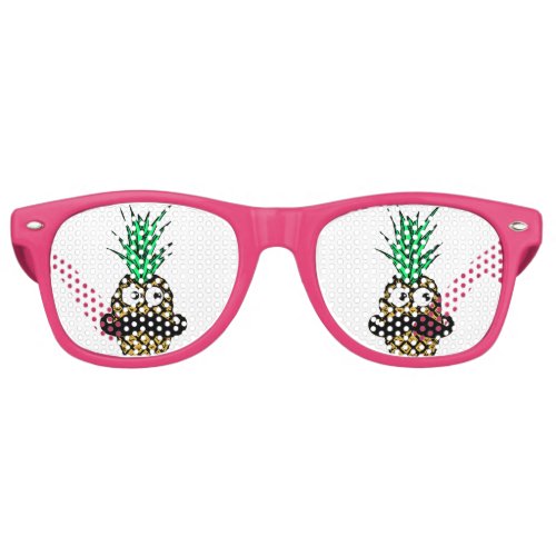Funny Tropical Pineapple with Googly Eyes Mustache Retro Sunglasses