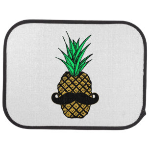 Funny Tropical Pineapple with Mustache Car Mat