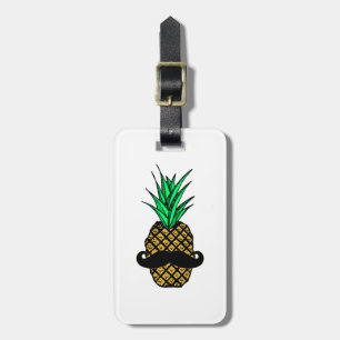 Funny Tropical Pineapple with Mustache Luggage Tag