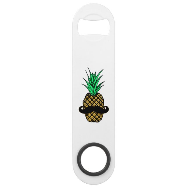 Funny Tropical Pineapple with Mustache Speed Bottle Opener (Front)