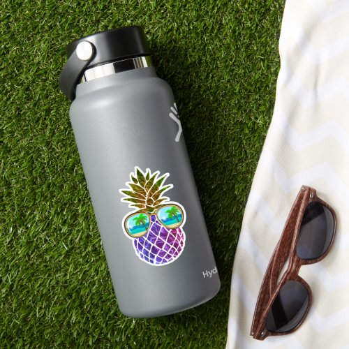 Funny tropical pineapple with sunglasses    sticker