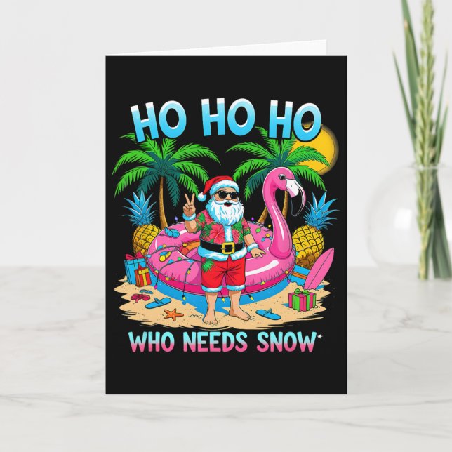 Funny Tropical Santa Christmas Vacation Beach Gift Card (Front)