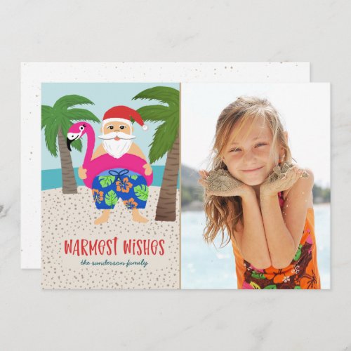 Funny Tropical Santa Photo Christmas in July Holiday Card