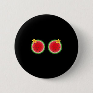 Funny Tropical Watermelon Slice S Summer Vacation Button