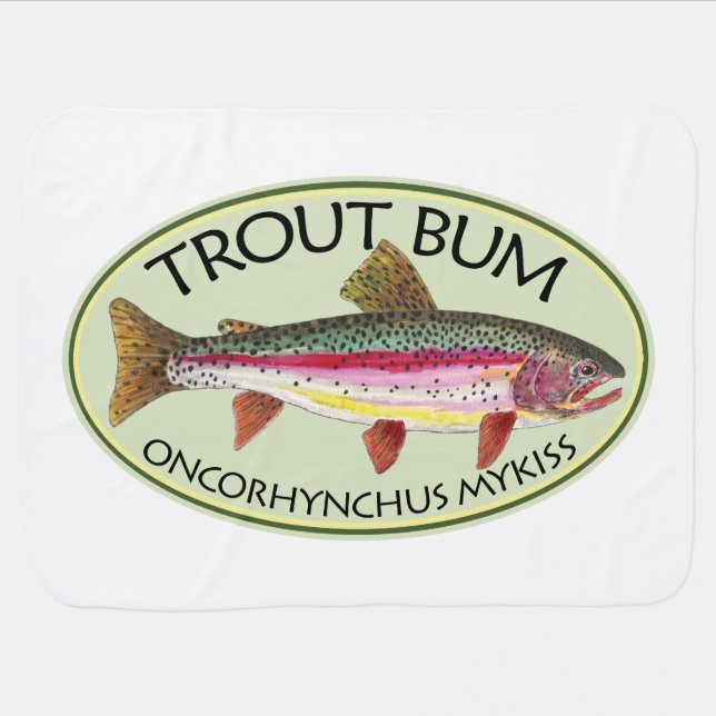 Funny Trout Bum Fisherman's Receiving Blanket (Horizontal)