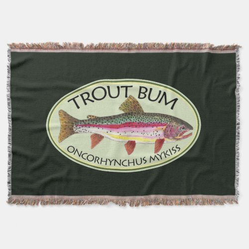 Funny Trout Bum Fishermans Throw Blanket