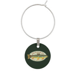 Funny Trout Fishing - TROUT BUM - Wine Glass Charm