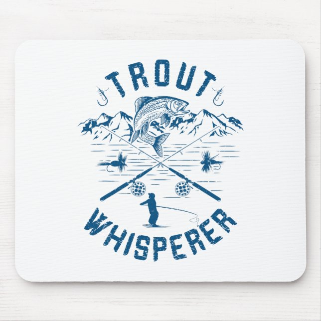 Funny Trout Fly Fishing Birthday Christmas Fathers Mouse Pad (Front)
