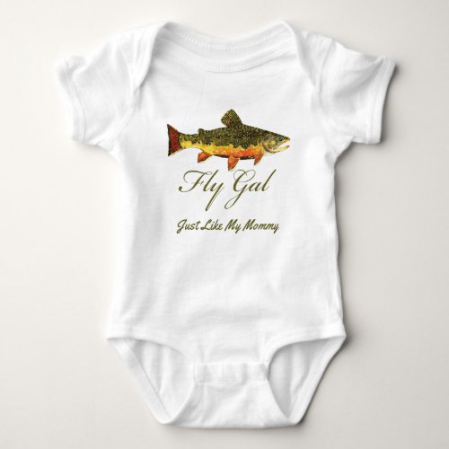 Funny Trout Fly Fishing Girl Baby Bodysuit