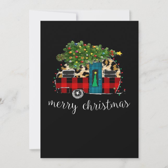 Funny Truck Camping Camper Christmas Buffalo Holiday Card (Front)