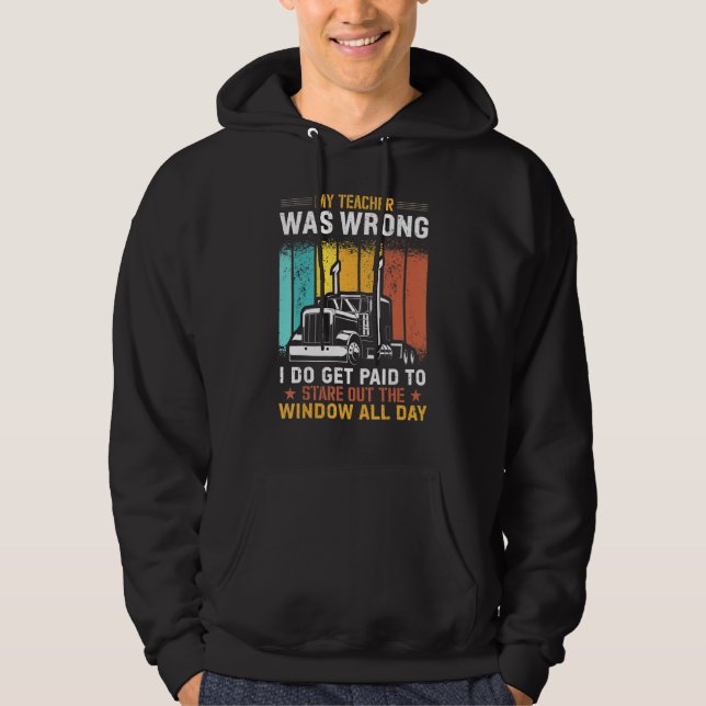 Funny Trucker Design Semi Truck Driver Lover For M Hoodie (Front)