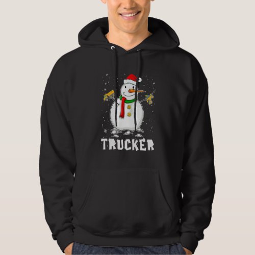 Funny Trucker Snowman Holiday Pajamas Christmas De Hoodie