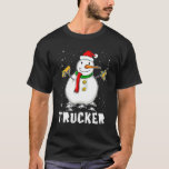 Funny Trucker Snowman Holiday Pajamas Christmas De T-Shirt