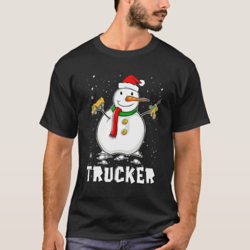 Funny Trucker Snowman Holiday Pajamas Christmas De T_Shirt