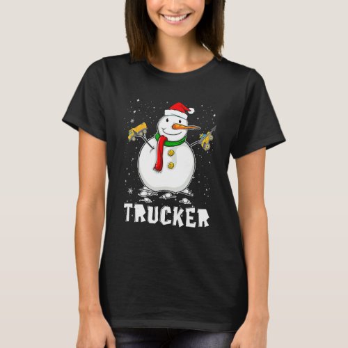 Funny Trucker Snowman Holiday Pajamas Christmas De T_Shirt