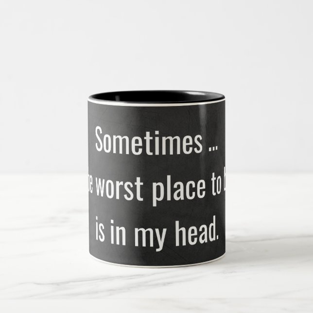 funny truism on black chalkboard Two-Tone coffee mug (Center)