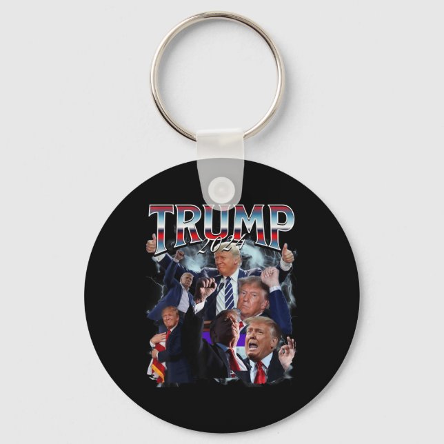 Funny Trump 2024 Campaign 90s Rap Trendy Bootleg Keychain (Front)