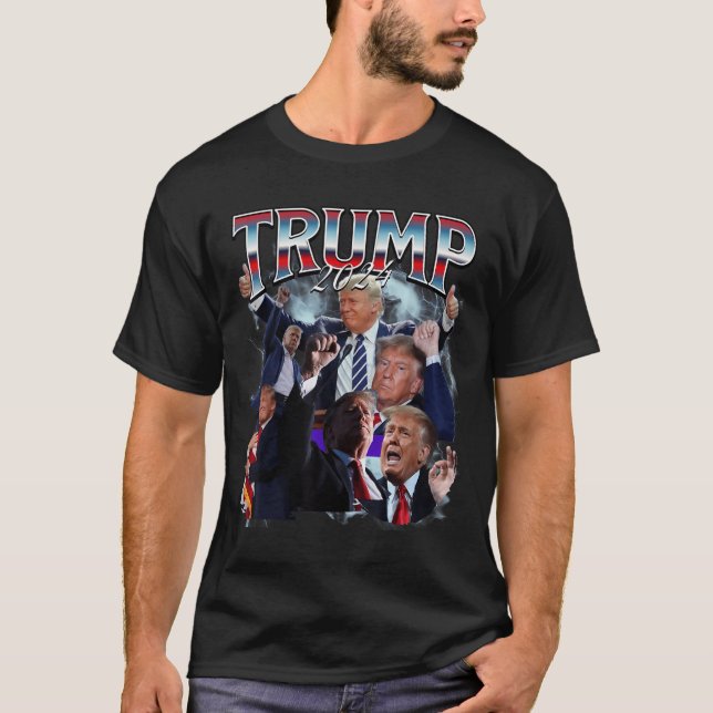 Funny Trump 2024 Campaign 90s Rap Trendy Bootleg T-Shirt (Front)