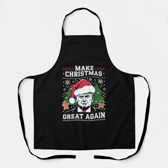 Funny Trump 2024 Make Christmas Great Again  Apron (Front)