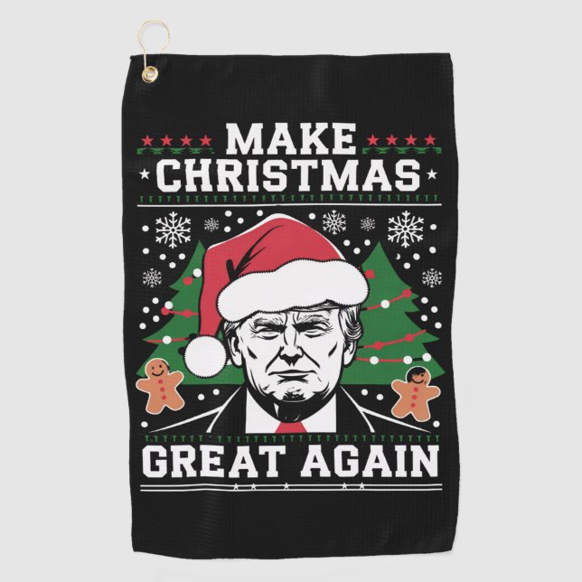 Funny Trump 2024 Make Christmas Great Again  Golf Towel (Front)