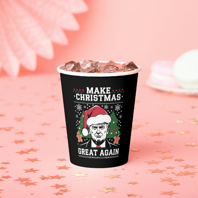 Funny Trump 2024 Make Christmas Great Again  Paper Cups (Insitu)