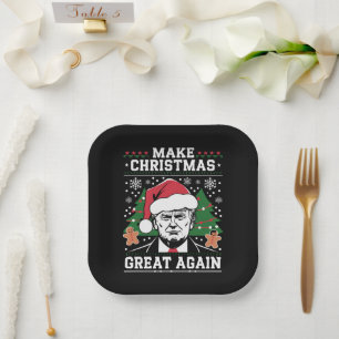 Funny Trump 2024 Make Christmas Great Again  Paper Plates