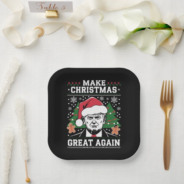 Funny Trump 2024 Make Christmas Great Again  Paper Plates (Wedding)