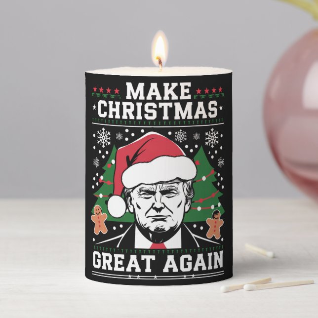 Funny Trump 2024 Make Christmas Great Again  Pillar Candle (In Situ)