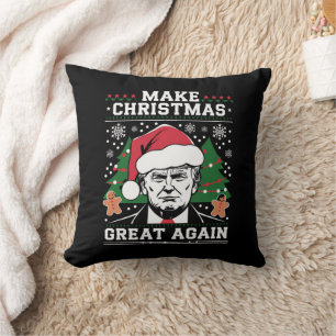 Funny Trump 2024 Make Christmas Great Again Throw Pillow