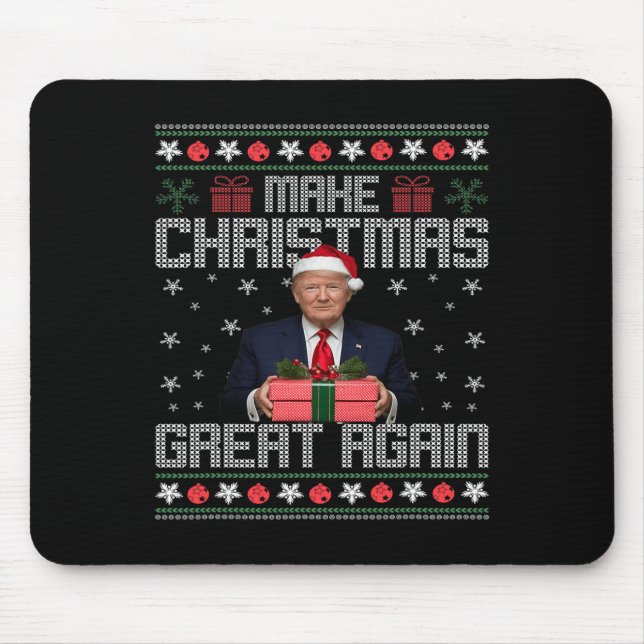 Funny Trump 2024 Make Christmas Great Again Ugly S Mouse Pad (Front)