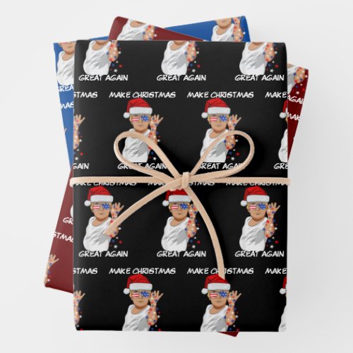 Funny Trump 2024 Make Christmas Great Again Wrapping Paper Sheets