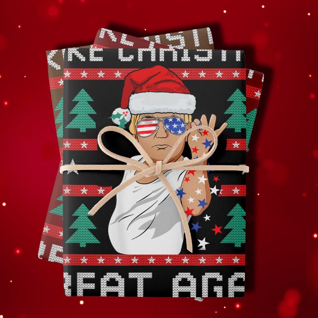 Funny Trump 2024 Make Christmas Great Again Wrapping Paper Sheets (Creator Uploaded)