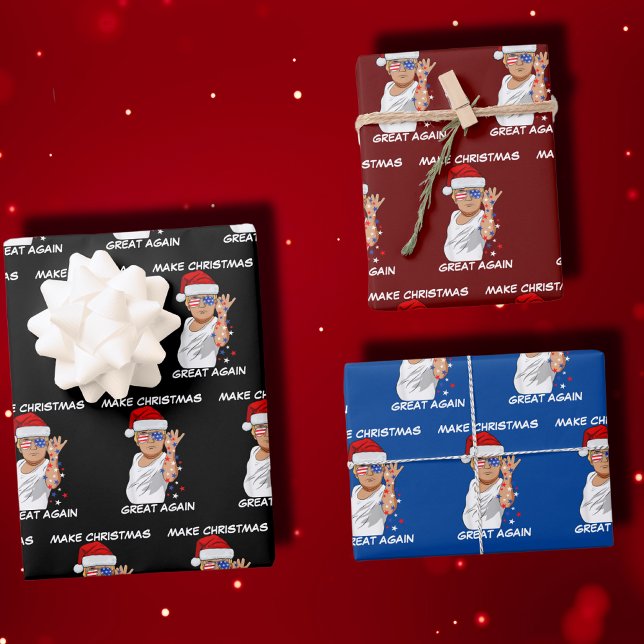 Funny Trump 2024 Make Christmas Great Again Wrapping Paper Sheets (Creator Uploaded)