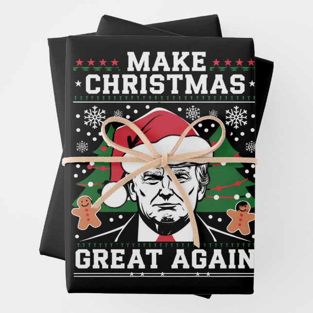 Funny Trump 2024 Make Christmas Great Again  Wrapping Paper Sheets (In situ)