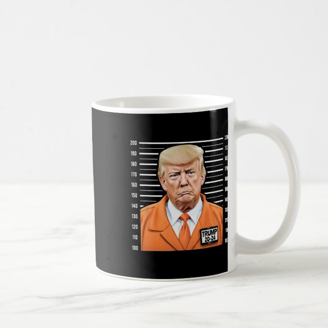 Funny Trump 2024 Prisoner Mugshot  Coffee Mug (Right)
