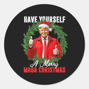 Funny Trump 45 47 Have Yourself A Merry Christmas Classic Round Sticker