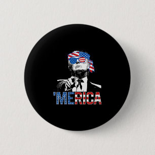 Funny Trump 4th Of July Merica American Flag Sungl Button