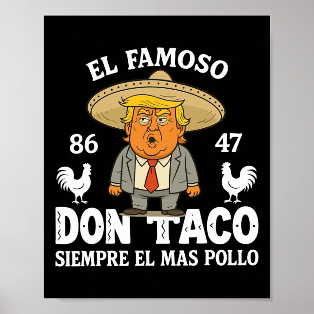 Funny Trump Always Chickens Out Meme Let's Go Taco Poster (Front)