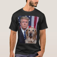 Funny Trump And Golden Retriever Dog Usa Flag Elec