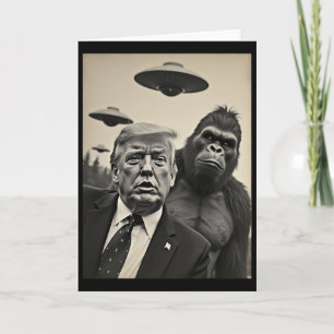 Funny Trump Bigfoot Selfie With Ufos Weird Alien  Card