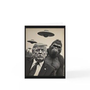 Funny Trump Bigfoot Selfie With Ufos Weird Alien  Card