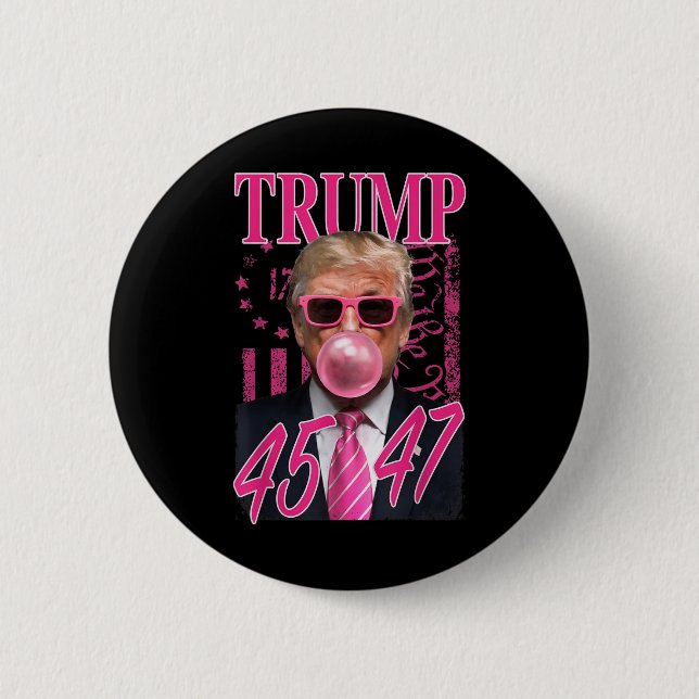 Funny Trump Bubble Gum 1776 Pink Flag  Button (Front)