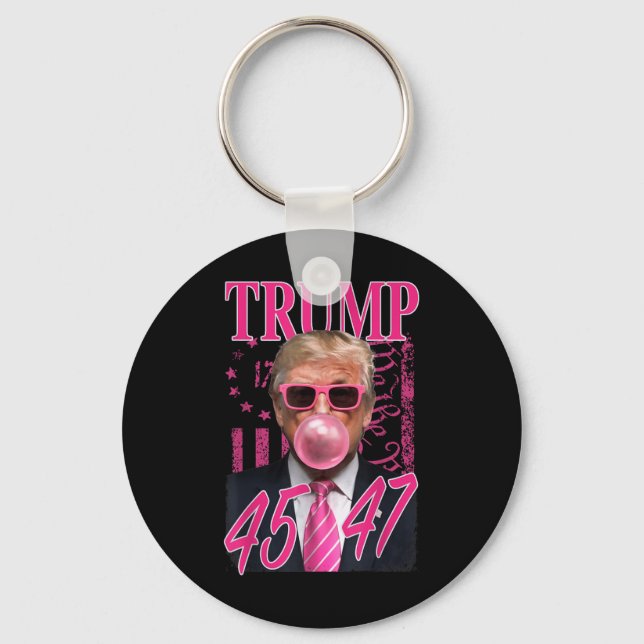 Funny Trump Bubble Gum 1776 Pink Flag  Keychain (Front)