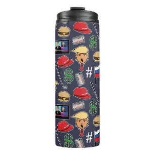 Funny Trump, Burgers, Golf, Russia, Fake News Thermal Tumbler