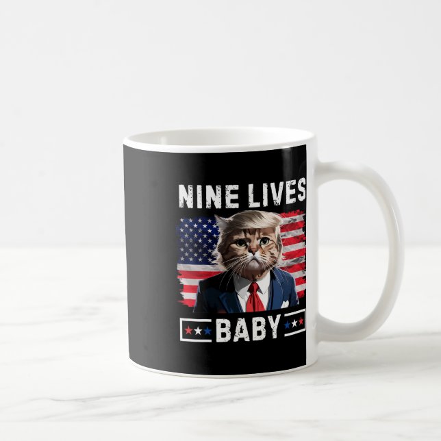 Funny Trump Cat 9 Lives Baby Funny Vote For Trump  Coffee Mug (Right)