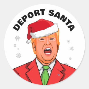 Funny Trump Christmas Deport Santa Classic Round Sticker