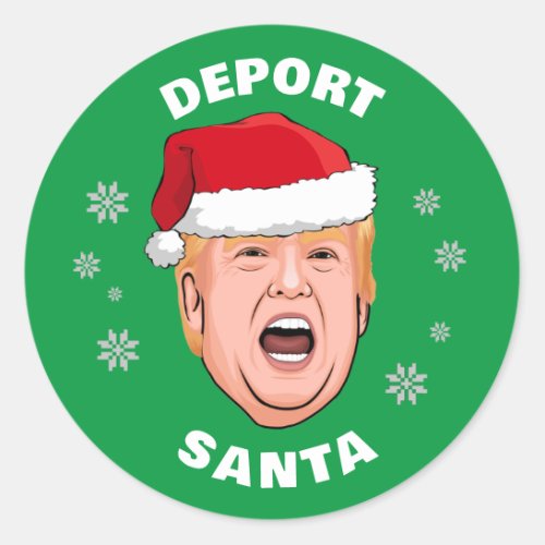 Funny Trump Christmas Deport Santa Classic Round Sticker