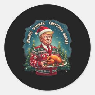 Funny Trump Christmas Humor Winner Winner Christma Classic Round Sticker