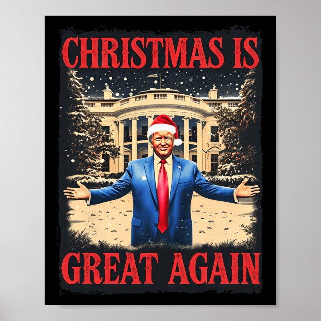 Funny Trump Christmas Is Great Again Xmas Pajamas  Poster (Front)